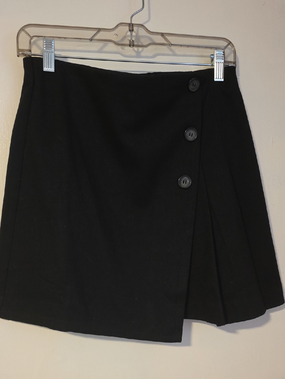 Black Button-Accent Mini Skirt